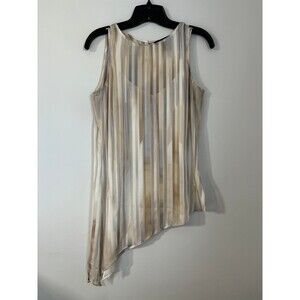 White House Black Market Beige Striped Flowy Dress Tank Blouse size xs